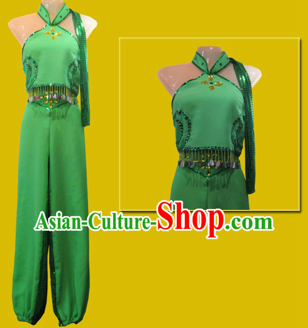 Chinese Classical Green Dance Costumes for Women