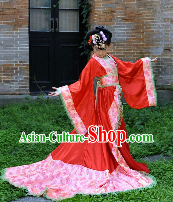 Ancient Chinese Empress Costumes and Headpiece for Children