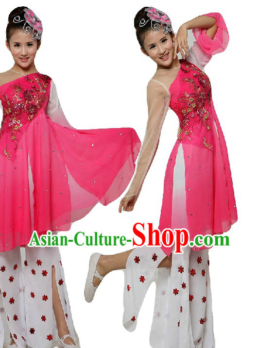 Chinese Classical Stage Performance Dance Costumes and Headpiece