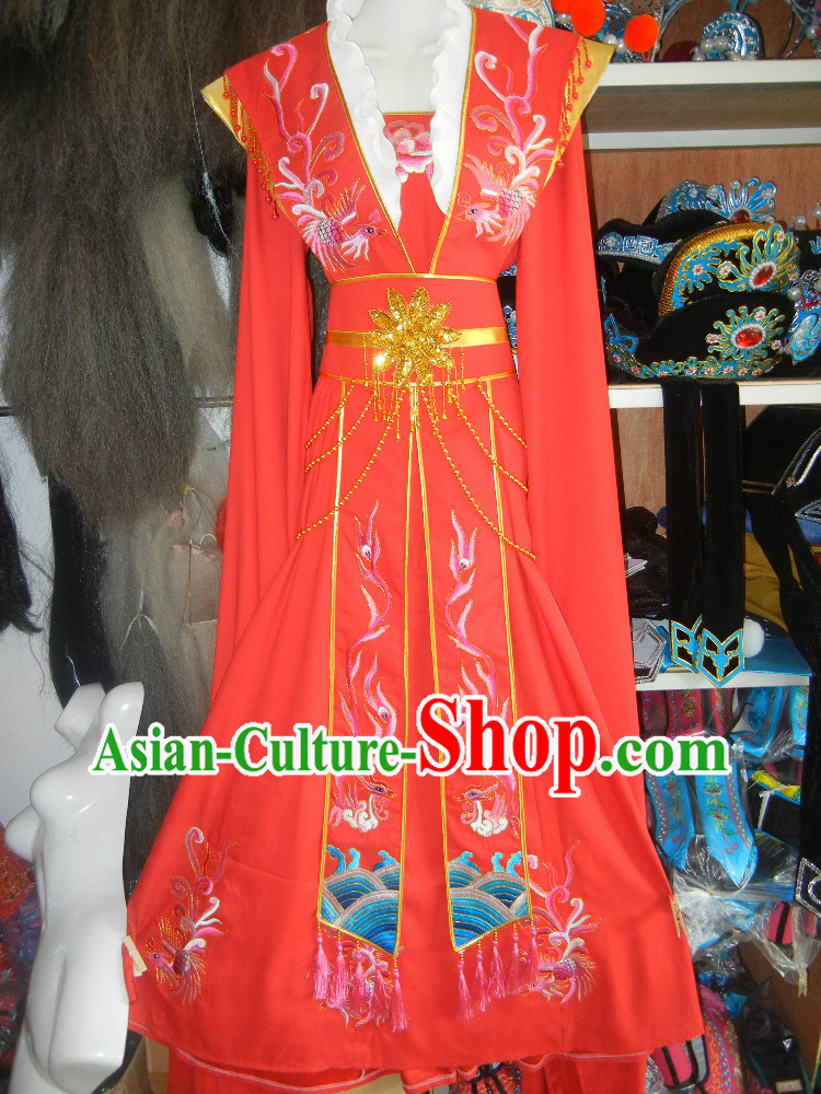 Red Chinese Opera Embroidered Phoenix Costumes