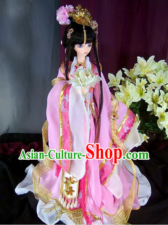 BJD Ancient Chinese Princess Dress and Hair Accessories Complete Set for Women