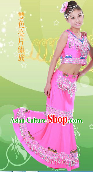 Traditional Chinese Fish Tail Dance Costumes and Headpieces for Women
