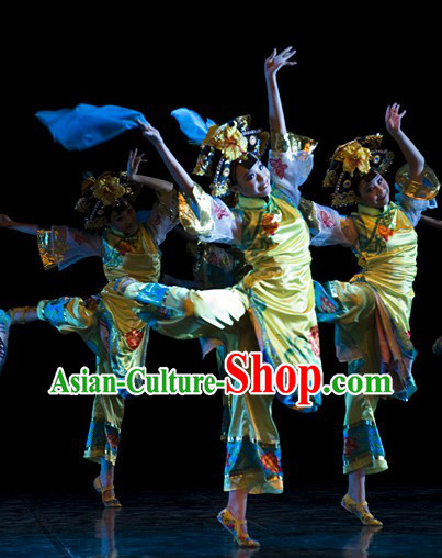 Chinese Classic Dance Outfit and Headpieces Complete Set for Women