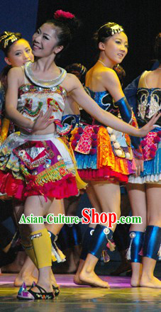 Chinese Miao Princess Dance Costumes and Hair Accessories for Women