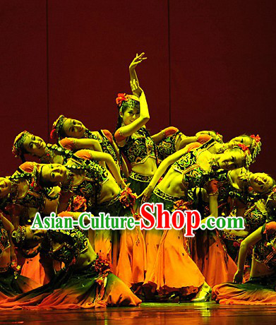 Stage Performance Xinjiang Dance Costumes and Headwear Complete Set for Women