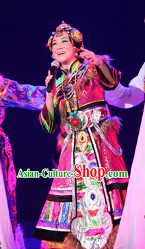 Tibetan Kangting Dance Costumes and Hat for Women