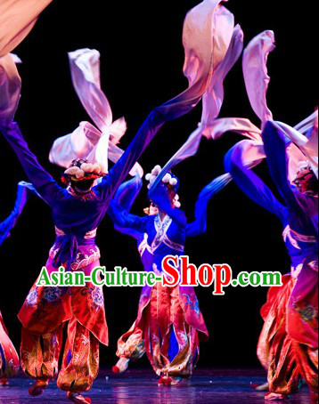 Long Sleeves Classical Chinese Dance Costumes and Hair Accessories Complete Set for Men