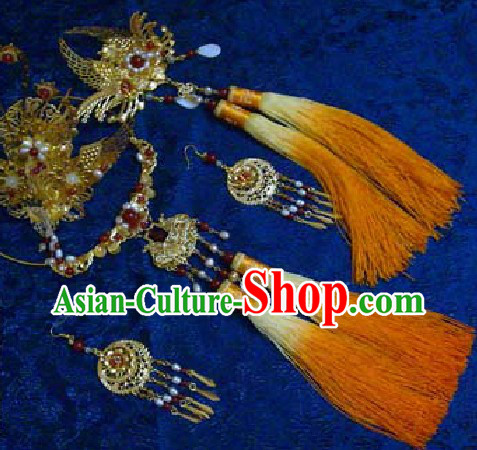 Ancient Chinese Phoenix Wedding Headwears and Necklace for Brides