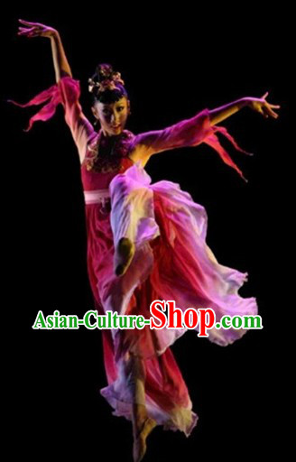 Chinese Classical Stage Performance Dancing Costumes and Headpieces for Womn