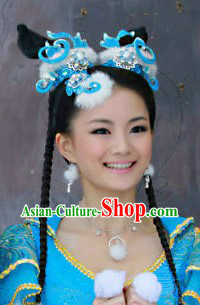 Ancient Chinese Fairy Blue and White Winter Version Hair Accessories Complete Set