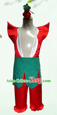 Stage Performance Gourd Doll Costume and Headwear for Men