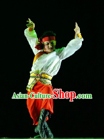 Mongolian Ethnic Blouse and Pants Clothing Complete Set for Men