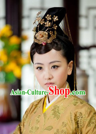 Ancient Chinese Imperial Palace Royal Official Hair Accessories and Wig Complete Set