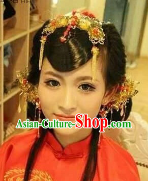 Handmade Traditional Chinese Wedding Flower Bridal Hair Accessories Complete Set
