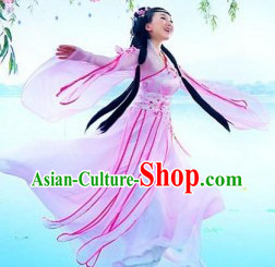 Pink Hanfu Ancient Lovely Young Girl Clothing Complete Set