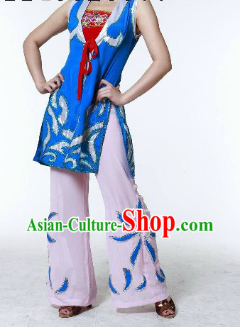 Traditional Chinese Fan Dance Costumes Complete Set
