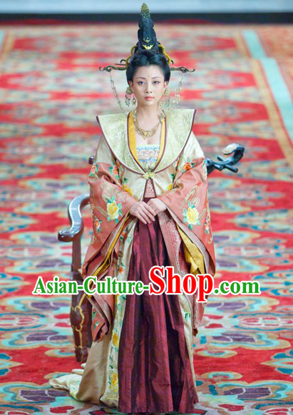 Traditional Ancient Chinese Wig and Headdress Set