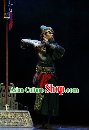 Chinese Guan Gong Costumes and Hat Complete Set for Men