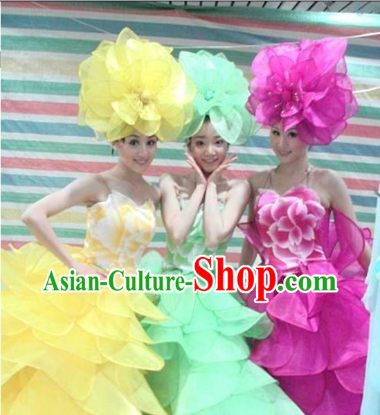 Stage Performance Flower Dance Costumes Complete Set for Women