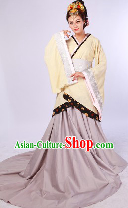 China Han Dynasty Hanfu Clothes and Headdress Complete Set for Women