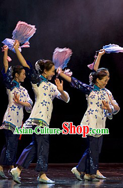 China Grandmother Group Dancing Costume and Headdress Complete Set for Women