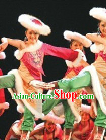 Stage Performance Tibet Dance Costumes and Hat for Women