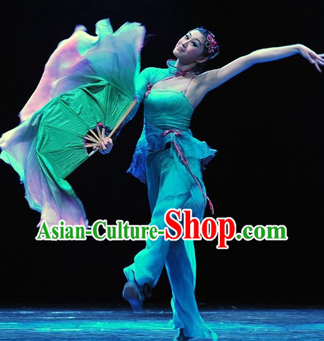 Stage Performance Silk Fan Dance Costumes for Women