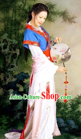 Chinese Traditional HanFu Costume and Earrings for Women