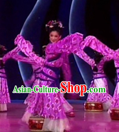 Chinese Classic Hanfu Dance Costumes and Headdress for Women