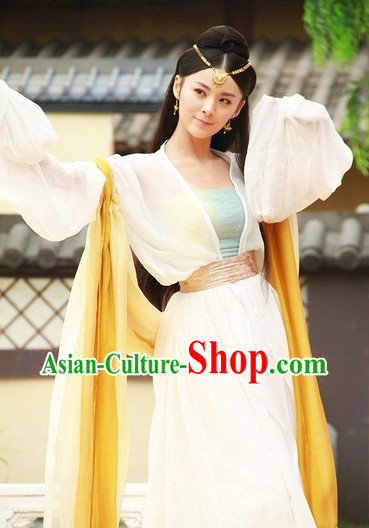 Ancient Chinese Beauty White Dance Costume for Women