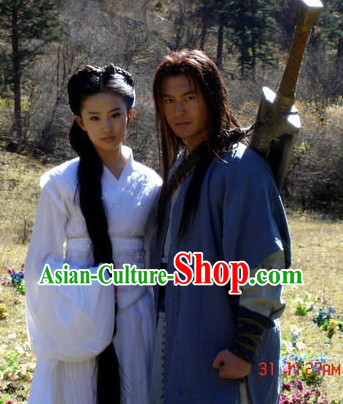 Ancient Chinese Swordsman and Dragon Lady Couple Clothing