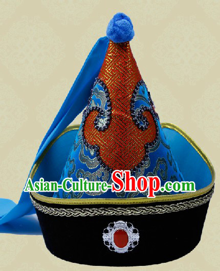 Handmade Traditional Chinese Velvet Mongolian Headdress for Men