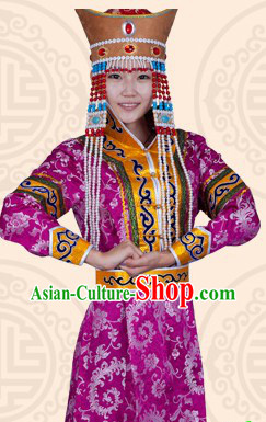 Traditional Chinese Ethnic Mongolian Long Suit for Women