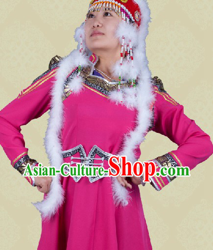Traditional Chinese Mongolian Suit and Hat Complete Set for Women