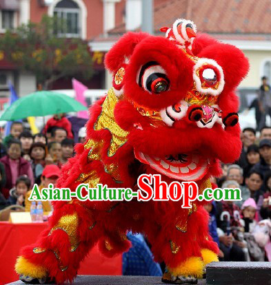 Happy Lunar New Year Supreme Grand Opening and Happy Celebration Red Lion Dance Costume Complete Set