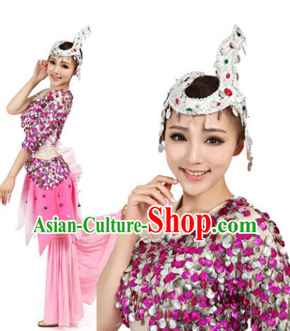 Traditional Fish Dance Costume and Headwear for Women