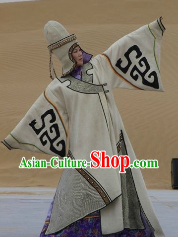 Ancient Chinese Traditional Mongolian Robe and Hat