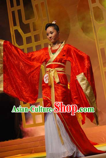 Ancient Chinese Red Hanfu Beauty Contest Costumes for Women