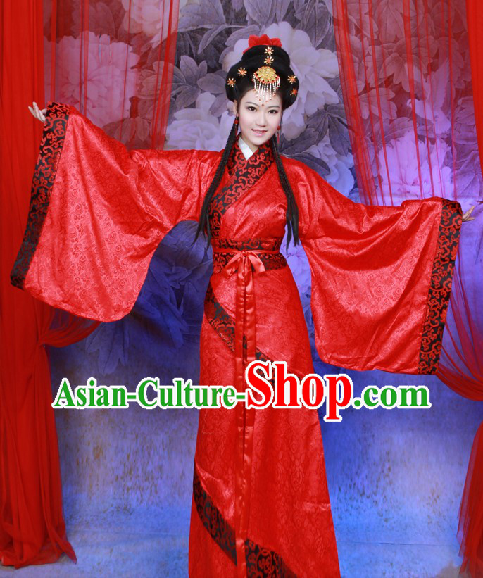 Ancient Chinese Red Hanfu Clothing Complete Set for Women