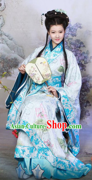 Ancient Chinese Blue Hanfu Clothing for Women
