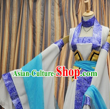 Ancient Chinese Blue and White Fairy Lady Costumes