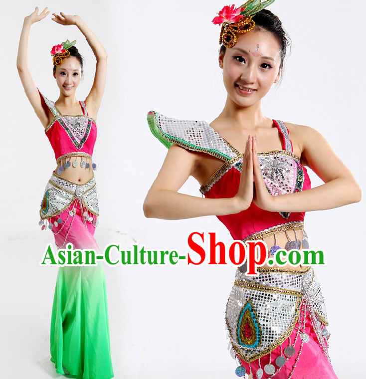 Dai Nationality Dance Costumes and Headpiece for Women