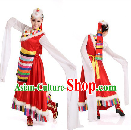 Tibetan Dancing Costumes and Headpiece for Women