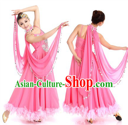 Pink Chinese Waltz Costume and Hair Accessories for Women