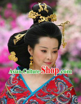 Ancient Chinese Imperial Empress Wig and Hair Accessories for Lady