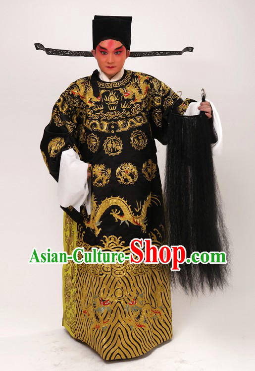 Chinese Beijing Opera Guan Gong Dragon Robe and Hat for Men