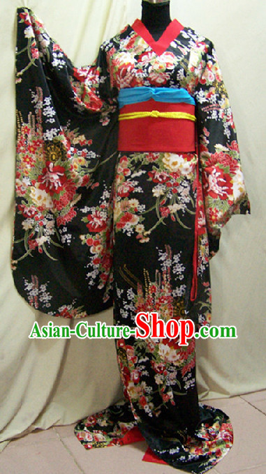 Traditional Japanese Geisha Kimono Costumes Complete Set for Women