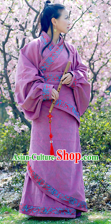 Ancient Chinese Han Dynasty Purple Dresses for Women