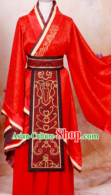 Traditional Chinese Red Wedding Dress for Bridegrooms