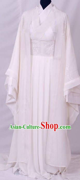 Ancient Chinese White Fairy Costumes Complete Set for Women